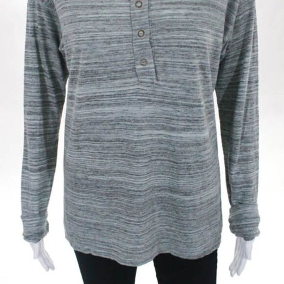 PJK Patterson J. Kincaid Gray LS Button Top XS - Picture 2 of 8